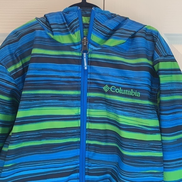 COLUMBIA Zip up Striped Windbreaker Hooded Jacket - Picture 2 of 6